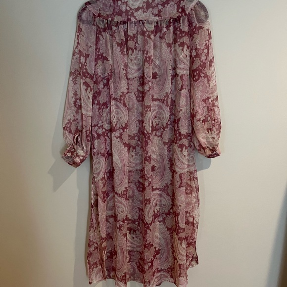 Zara Sheer Button Down Paisley Dress size Medium - Picture 2 of 3